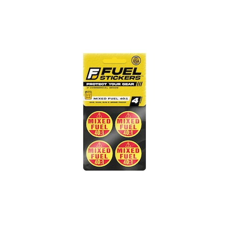 Fuel Stickers Mixed Fuel Sticker 40:1, 2-Cycle Label: Fuel Can & Outdoor Power Equipment, Hvy-Dty, 1'' Dia, 4PK Z-1RMF40-4PK